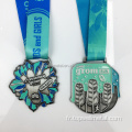 Médailles de football en alliage en alliage de zinc 3D personnalisé avec ruban